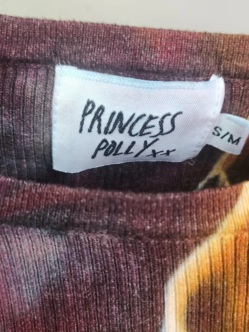 Princess Polly Multicolor Tie-Dye Ribbed Long Sleeve Crop Top - Picture 2 of 3